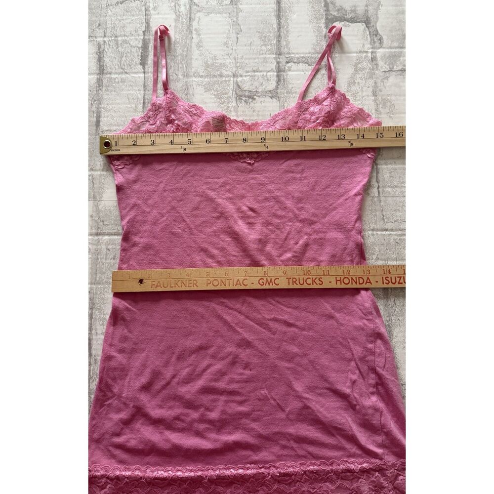 Y2K Pink Lace Trim Cami Top Adjustable Spaghetti Strap Coquette Style Sz S - Picture 5 of 7